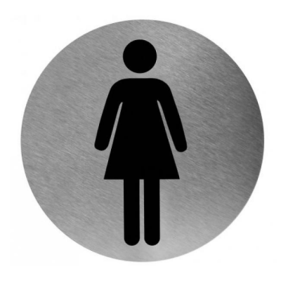 Piktogramm rund Frau Edelstahl (PS0002CS) (Mediclinics)