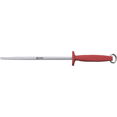 Wetzstahl Premium, HACCP, Griff rot, Edelstahlklinge 23 cm