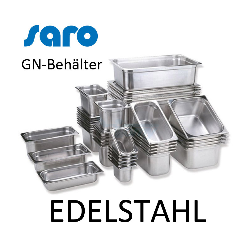 SARO GN-Behälter 1/2 aus Edelstahl tiefe 100 mm Gastronorm 6,5 Liter Gastro 
